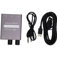 2 Channel Mixer 2 in 1 Out 3.5mm Sound Mixing Switcher with Dual Volume Control for Computers Headphones