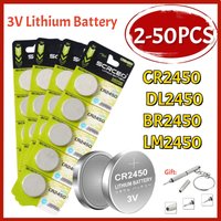 5-50PCS CR2450 Button Cell Battery cr2450 3V Lithium Battery Coin Batteries 580mAh Capacity for Watch Calculator Toy Car Remote