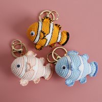 Creative Hand-Woven Clownfish keychain DIY Woven Doll Delicate Wool Crochet Fish Keychain Cute Little Animal Hanging Ornaments