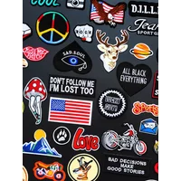 OMG COOL LOVE ALIEN DIY Embroidery Patch Applique Ironing Clothing Sewing Supplies Decorative Badges Peace Fist