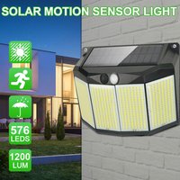 Applique Murale Solaire 62 Étanche avec 3 Modes de Fonctionnement, Détecteur de Mouvement, Projecteur pour Jardin, Cour, Décoration Extérieure, 576 Gible