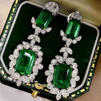 CAOSHI Attractive Female Drop Earrings Bright Green Crystal Tone Jewelry for Anniversary Party Delicate Design Jewelry for Party