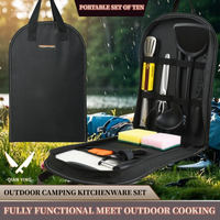 Professional barbecue Set Portable Travel Utensils Set of 10 Pieces Outdoor Kitchen Kitchenware for Backpack BBQ Camping Picnic