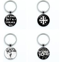 Rock Band My Chemical Romance I Love Mcr Dead Hip Hop Punk Glass Pendant Keychain Jewelry Charm Bag Souvenir Key Ring