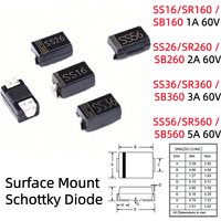 50/100/500Pcs SS16/SR160/SB160 1A SS26/SR260/SB260 2A SS36/SR360/SB360 3A SS56/SR560/SB560 5A 60V SMA Mount Schottky Diode