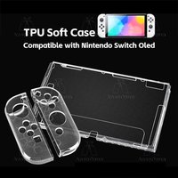 Switch Oled Transparent Protective Case Full Coverage Shockproof Anti-Scratch Non-Slip Premium Durable Detachable TPU Soft Shell