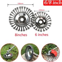 Steel Wire Trimmer Brush 6/8 Inch Weed Brush for String Trimmers Garden Weeding Tool Rustproof Durable Long Life Carbon Steel Br