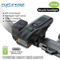 Smart Bicycle Front Light Rechargeable Bike Headlight with Horn Wireless Remote Control Bicycle Flashlight for Night Riding