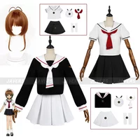 Kinomoto Sakura Cosplay Anime Magic Card Captor Cardcaptor Costume Wig JK School Uniform Shirt Skirt Woman Lovely Campus Suit