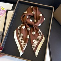 2026 New Luxury Brand Dot Print Square Silk Scarf for Women Hijab Hair Bands 70cm Neckerchief Female Satin Shawl Ribbon Headband