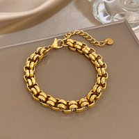 Chubby Geometric Circle Chain Bracelets for Women Fashion Gold Plated Stainless Steel Chunky Bracelet Waterproof Jewelry