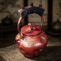Chinese Vintage Thick Pure Copper Teapot Large Capacity Handmade Copper Kettle Compatible with Electric Ceramic Stove