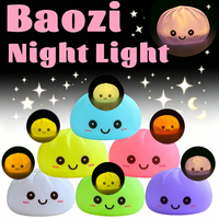 2026 Simulation Baozi Night Light Soft Dumplings Soft Cute Steamer Birthday Gift Prank Props Colorful Dumping Toy Squishy Gifts