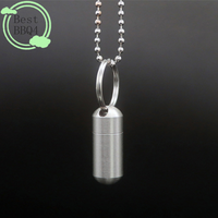 (BBQ4)Mini Waterproof Stainless Steel Sealing Bottle Outdoor EDC Survival Pill Box Container Casule Pill Bottle Tank Case