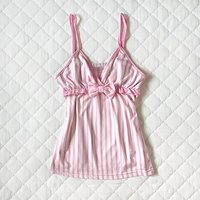 Women Summer Korean Fashion Sweet Bow Stripe Print E-Girl Crop Tops Vintage Cute Y2K Japan Sleeveless Shirt 2000s Camis Clothes