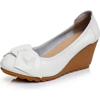 Women's Shoes New Fashion Genuine Leather High Heels Women Wedge Shoes Elegant Casual Woman Shoes Ladies Wedges Female Footwear