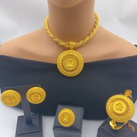 ANIID Dubai Luxury 24k Gold Plated Necklace And Earrings Jewelry Sets For Women Ethiopian Indian Bridal Set Wedding Party Gifts