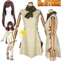 Anime Ogawa Yuzuriha Cosplay Dr.Stone Cosplay Costumes Dress Scarf Ogawa Yuzuriha Suits Wig Halloween Carnival Cos Adult Women