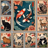 Vintage Japanese Classic Animals Woodblock Traditional Posters Koi Fish Prints Canvas Painting Wall Art Pictures Home Room Decor
