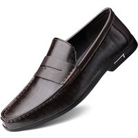 Chaussures en cuir véritable pour hommes, mocassins italiens décontractés, chaussures de bureau respirantes, chaussures de conduite à enfiler de styliste, grande taille 38-46