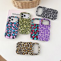 Splicing Color Leopard Print 2 in 1 TPU+PC Phone Case for iPhone Air 13 14 15 16 17 Pro Max Wave Edges Comfortable Touch Cover