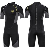 Men's Shorty Wetsuits 1.5mm Premium Neoprene Wetsuit Surf Suits Back Zip Short Sleeve Spearfishing Snorkeling Scuba Diving Suit