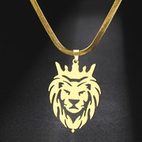 My Shape Crown Lion King Pendent Necklaces for Women Men Animals Charms Choker Snake Chain Stainless Steel Hip Hop Punk Jewelry