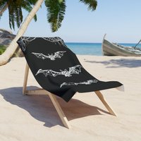 Black Bat and spider web Gothic Beach Towel Goth Girl summer