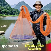 Automatic Disk Type Fishing Net Hand Thrown Old Style Casting Fisherman Net Lazy Person Spin Net Throw Fishing Gear Outdoor