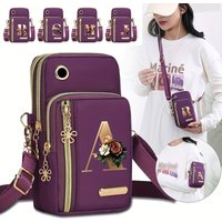 Floral Alphabet Z Printed Fashionable Casual Single-Shoulder Crossbody Bag, New Design Nylon Single-Shoulder Bag for Women