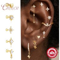 CANNER 925 Sterling Silver Skeletonized Heart-shape Star Chain Tassel Piercing For Women INS Party Birthday Gifts Fine Jewelry