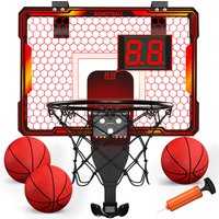Basketballkorb für drinnen, Mini-Basketballkorb mit 7 LED-Leuchten, Anzeigetafel, Basketballkorb für die Tür mit 3 Modi, Lautstärkeregelung, faltbar, Basketballspielzeug für Kinder, Geburtstags-,