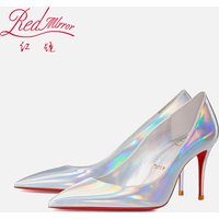 Women's Luxury Heeled Shoes Red Shiny Bottoms Pointed Toe Pumps Ladies Shallow Real Leather Stiletto Elegant Fashion Women Shoes
