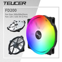 TEUCER FD200 200mm ARGB ventilateur de boîtier d'ordinateur 5V 3PIN LED ventilateurs de refroidissement accessoires de boîtier d'ordinateur de bureau