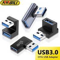 NNBILI USB3.0 Male to Female Right Angle Extension Adapter 90 Degree USB Connector Elbow Adapter 10Gbps For Laptop PC Converter