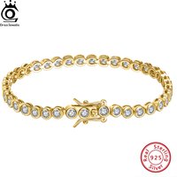 ORSA JEWELS Exquisite 925 Sterling Silver Tennis Bracelet with Radiant Round-Cut Zirconia, Sparkling and Timeless Jewelry SB143