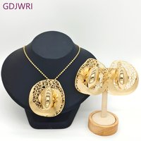 Dubai 18K Gold Plated Necklace Earrings Jewelry Set Geometric Irregular Design For Women Party Jewelry Anniversary Wedding Gift
