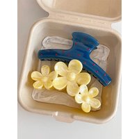 Korean-style gentle polka dot hair clip, chic creamy yellow gradient 3D flower sunflower shark clip updo hair clip