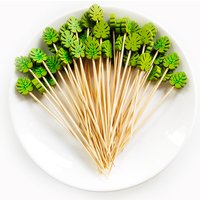 100/50pcs Turtle Leaf Disposable Bamboo Skewers Fruit Fork Hawaii Party Cocktail Sticks Cake Dessert Food Picks Buffet Supplies