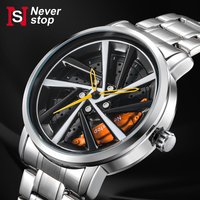 NS marke Mode Herren Auto Rad Uhren Luxus Männer Sport Wasserdichte Quarz Armbanduhr Edelstahl Radnabe Uhr