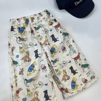 2025 Spring Fall Kids Pants cartoon dogs Children's straight Trousers Boys Girls loose casual pants