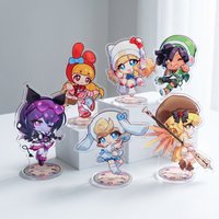 Overwatch 2 Game 10cm Acrylic Stand keyring Mercy Tracer Widowmaker Lucio D.Va Chibi Cute Desk Decor Fan Gift