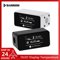 Barrowch Computer Digital Display Water Thermometer,Liquid Build Flow Meter System Monitor,High Temperature Alarm Water Cooler