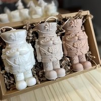 DIY 3D Nutcracker Ornament Silicone Mold, Soldier Candle Plaster Cement King Figurine Wax Product Casting Tool for DIY Crafts