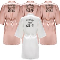 Birthday Queen&Squad Party Robe Satin Women Ladies Dressing Gift Kimono