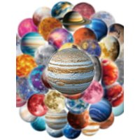 50Pcs Transparent Planet Moon Stickers Universe Space Graffiti Decals DIY Notebook Suitcase Phone Cool Cartoon Sticker Toy
