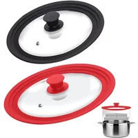Skillets Multifunctional Adaptable Lids 16-22-28-32cm Silicone Glass Covers Pans Stove Round Protector Caps Kitchen Accessories