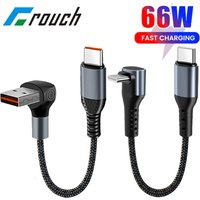 Crouch 90 Degree Short Cable USB Type C To Type C 6A 66W Fast Charge 25CM 50CM Power Bank USB C Cable For iphone Huawei Xiaomi