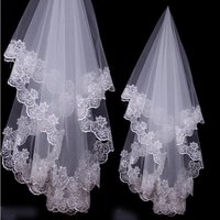 White Ivory Lace Embroidery Edge Bridal High Quality Tulle Bride Veils 1 Layer Married Wedding Accessories 2024