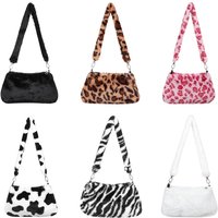 New Women's Casual Shoulder Bag Animal Print Leopard Plush Lady Shoulder Underarm Bag Female Messenger Bag Crossbody Bags